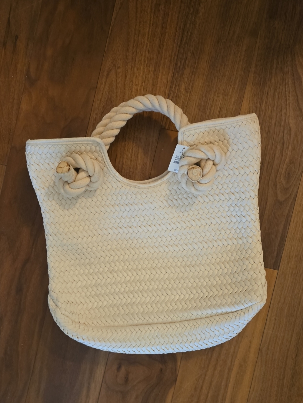 Talbots Cream Woven Tote with Rope Handles